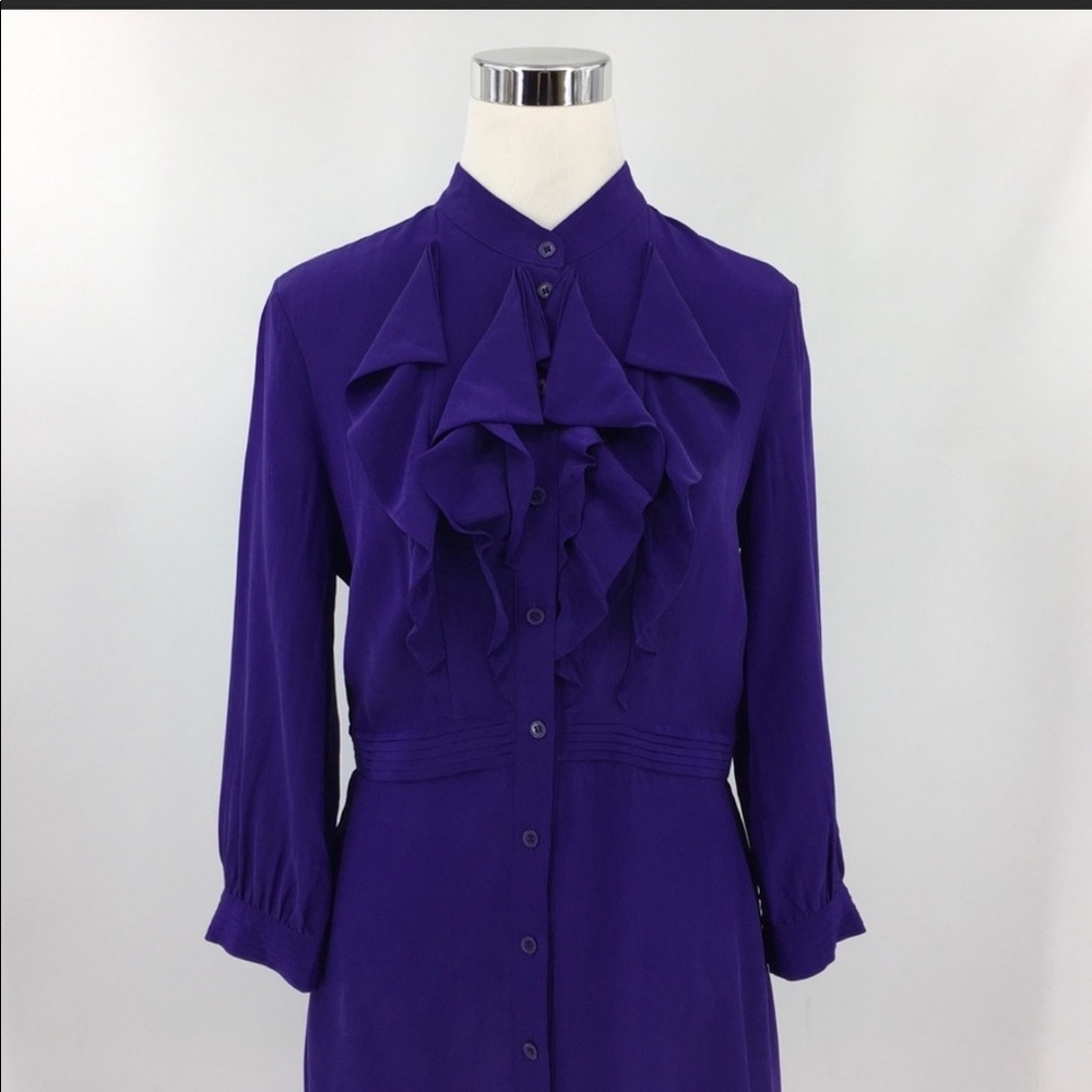 Club Mónaco 100% silk shirt dress purple